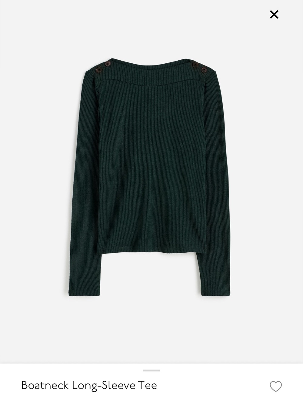 NWT Madewell Dark Green Ribbed Crewneck Sweater with Shoulder Buttons